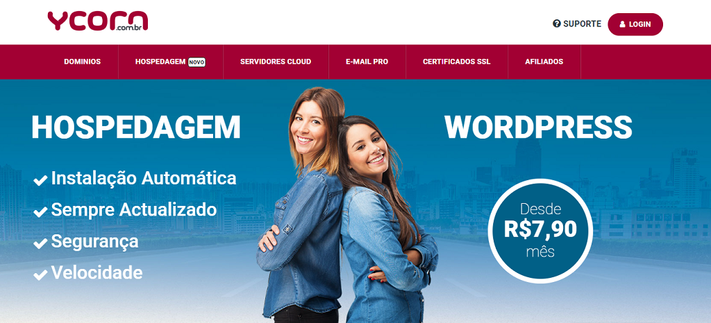 hospedagem WordPress é com a YCORN